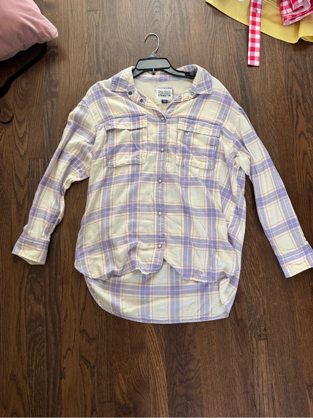 Aerie Lavender Plaid Button-Up Shirt